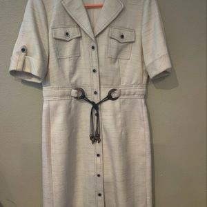Tahari off-white button front dress